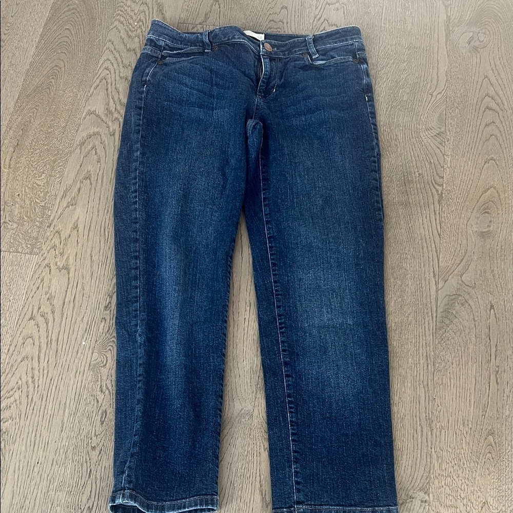 J. Jill Petite 8  Boyfriend Dark Blue Straight Leg Jeans